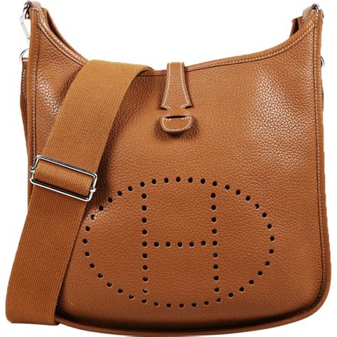 brown leather hermes bag|hermes evelyne bag black.